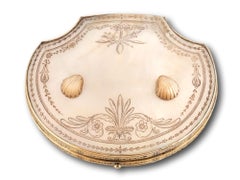 Antique French Palais Royal Mother of Pearl Clam Necessaire Etui Sewing Box