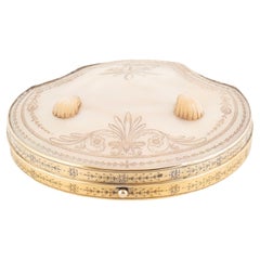 Antique French Palais Royal Mother of Pearl Clam Necessaire Etui