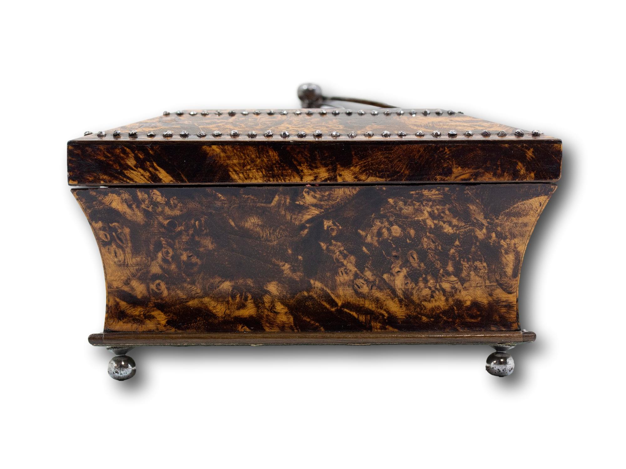 Hand-Carved Antique French Palais Royal Mulberry Sewing Box For Sale