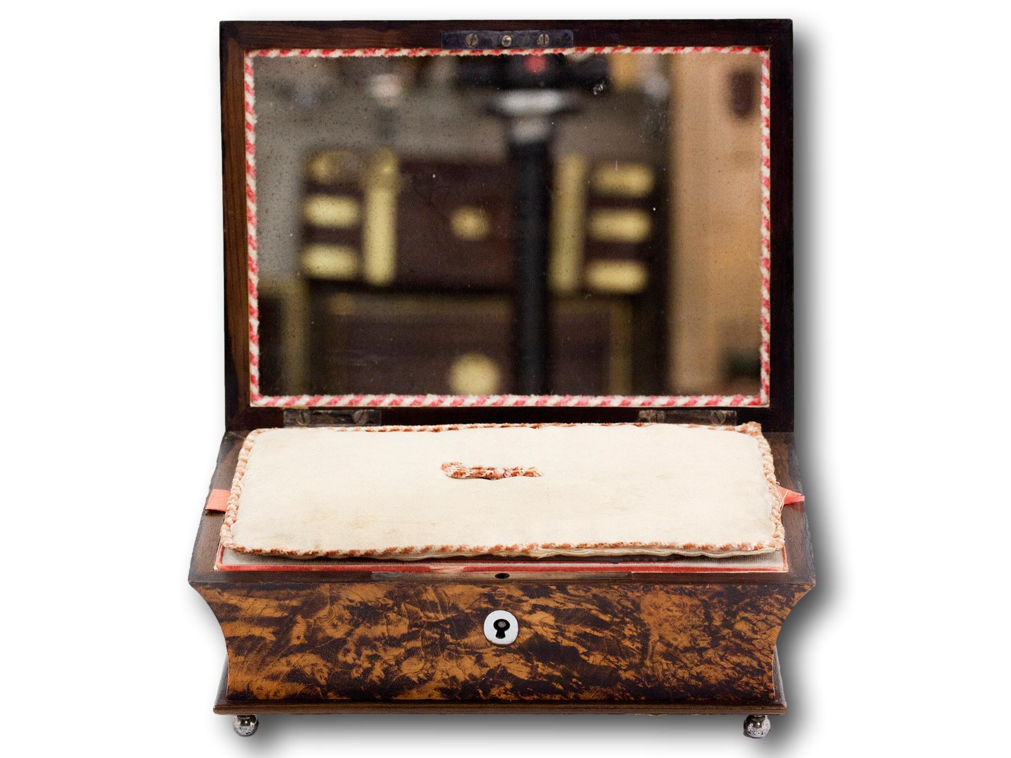 Antique French Palais Royal Mulberry Sewing Box For Sale 1