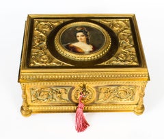 Antique French Palais Royale Gilded Bronze Jewellery Casket, 19th Century