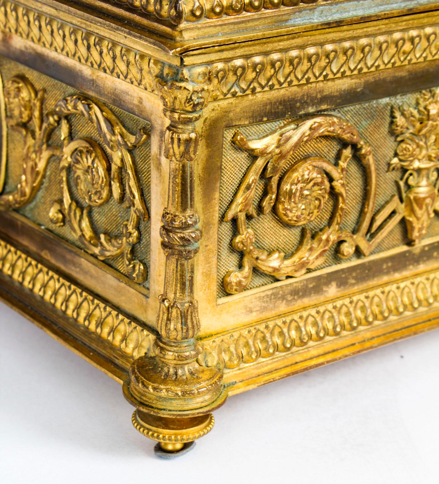 Antique French Palais Royale Gilded Bronze Jewellery Casket, 19th Century 2