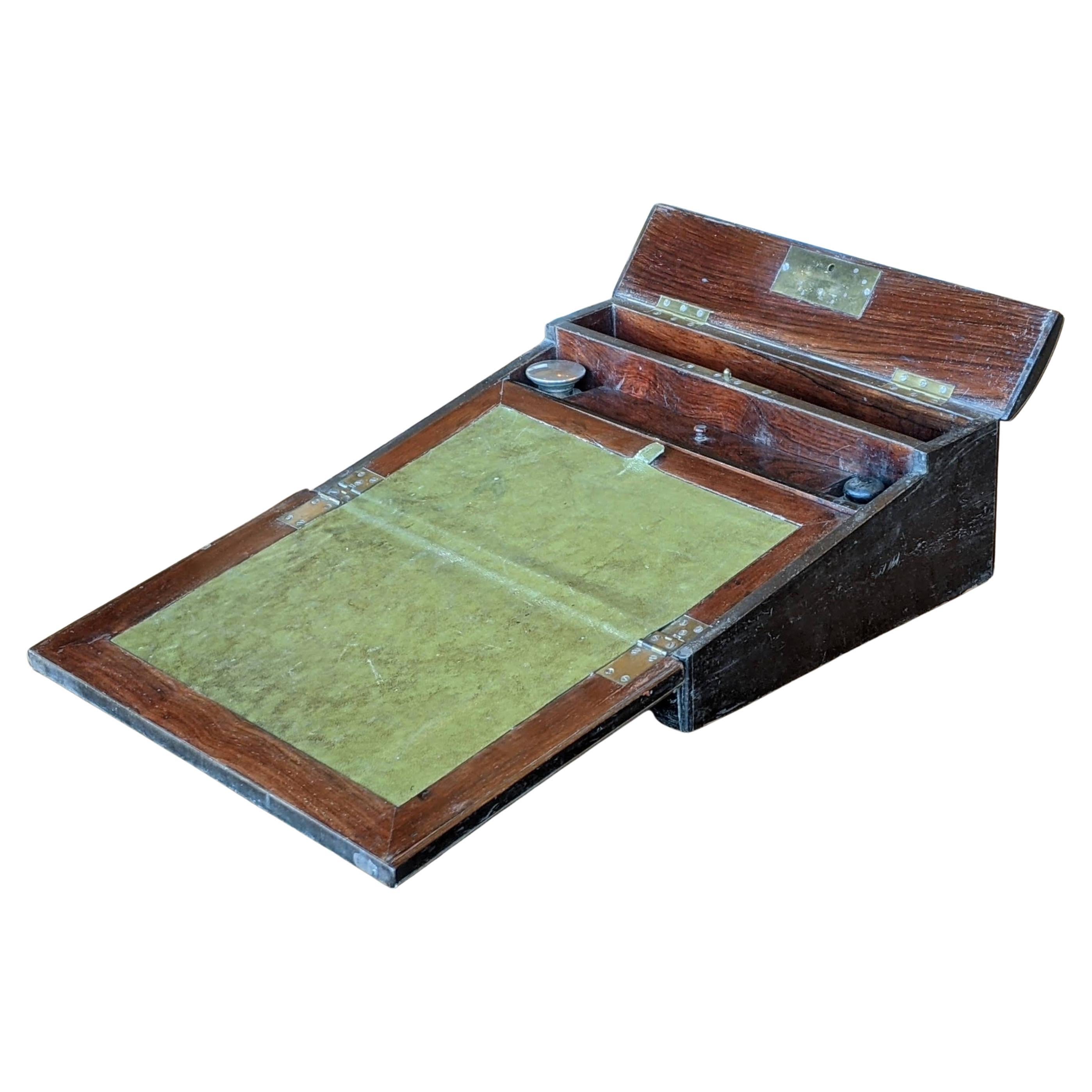 Antique French Palisander Writing Box with Boulle Brass Inlaid, Napoleon III For Sale