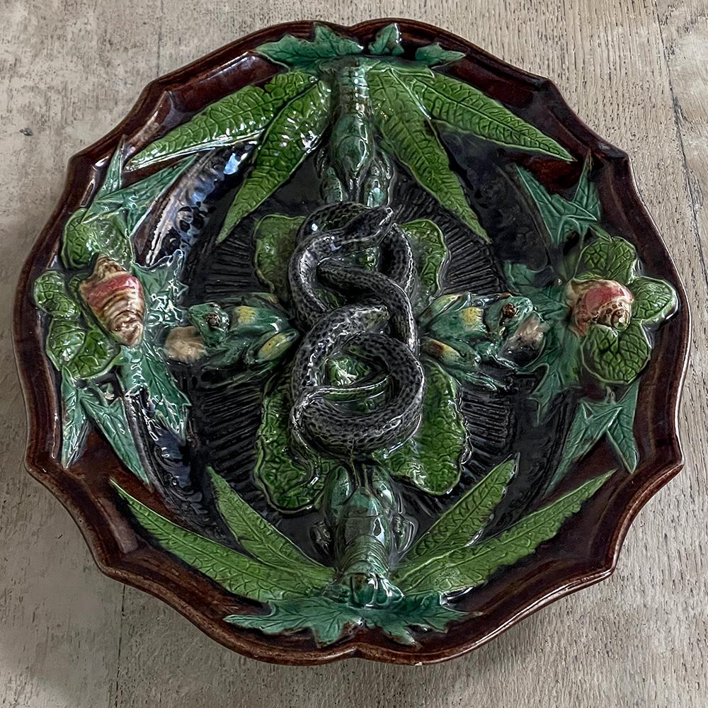 Antique French Palissy Majolica Serving Platter For Sale 3
