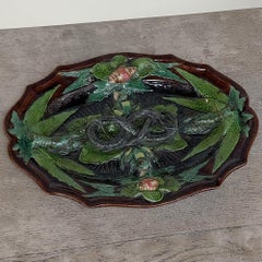 Antique French Palissy Majolica Serving Platter