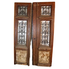 Antique French Panel Doors with Wrought Iron Insets
