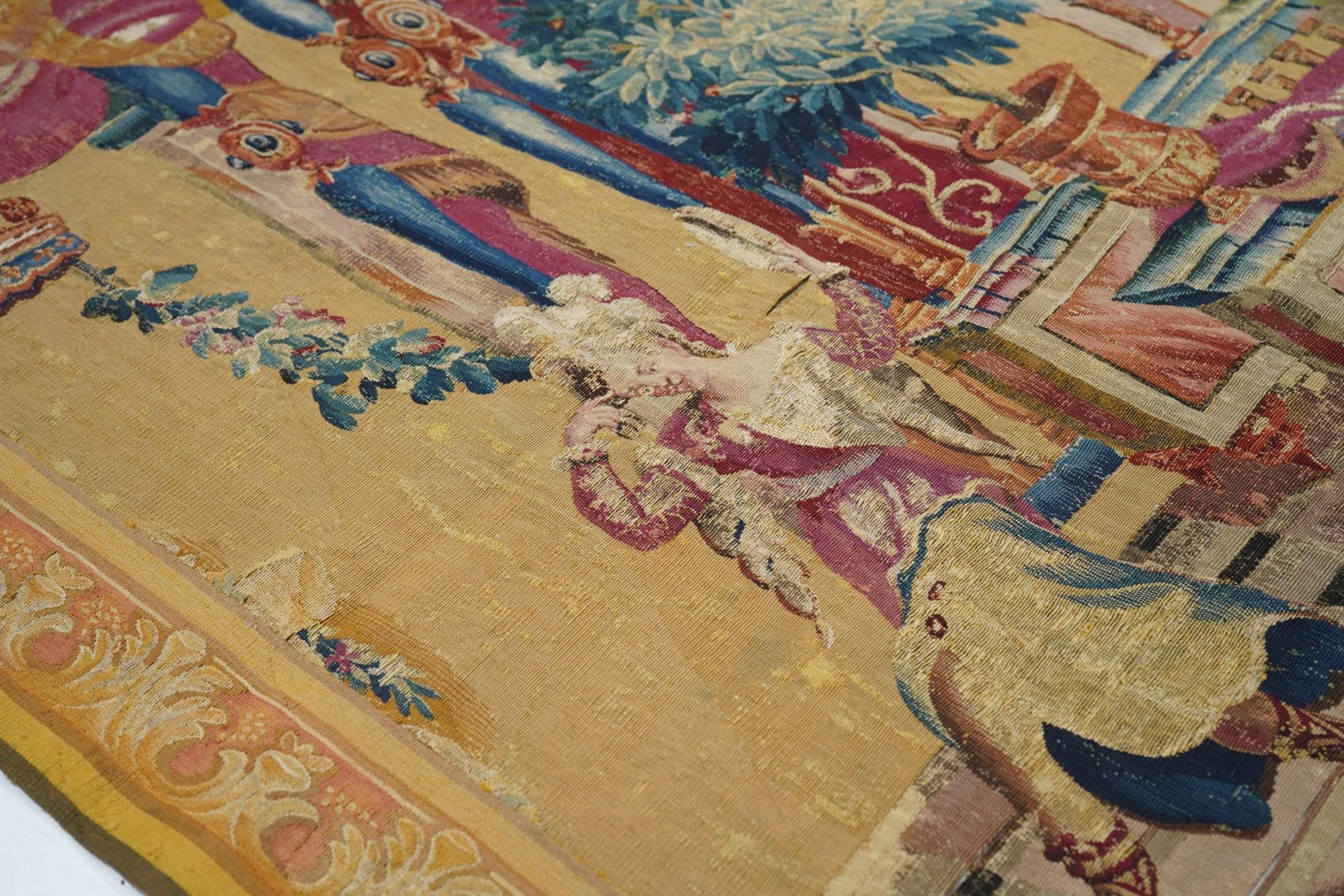 18th Century and Earlier Antique French Panel Tapestry Rug For Sale