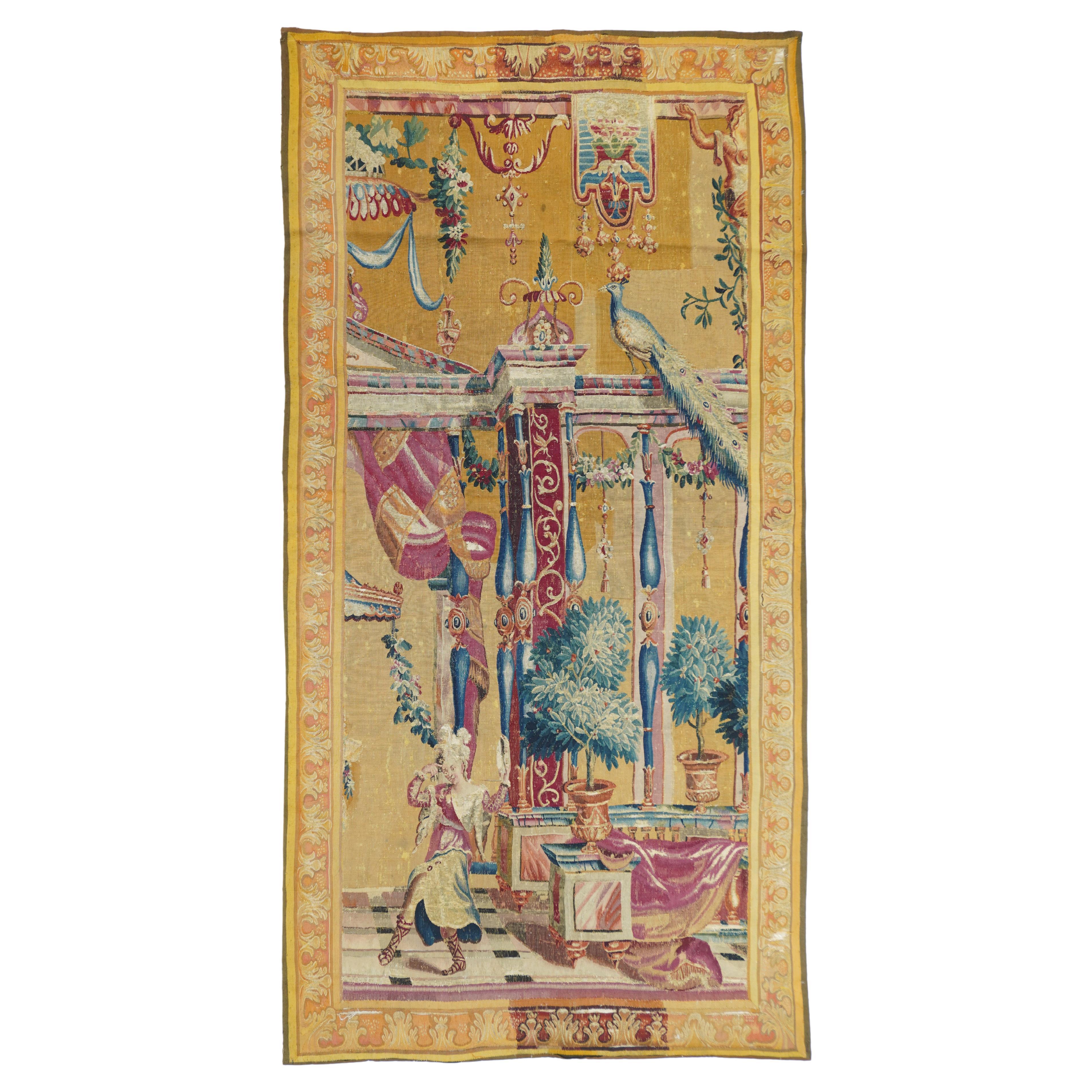 Antique French Panel Tapestry Rug