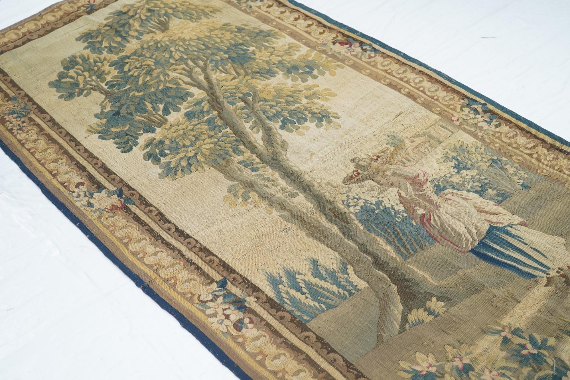 Antique French Panel Tapestry Rug 3'8'' x 8'10'' For Sale 2