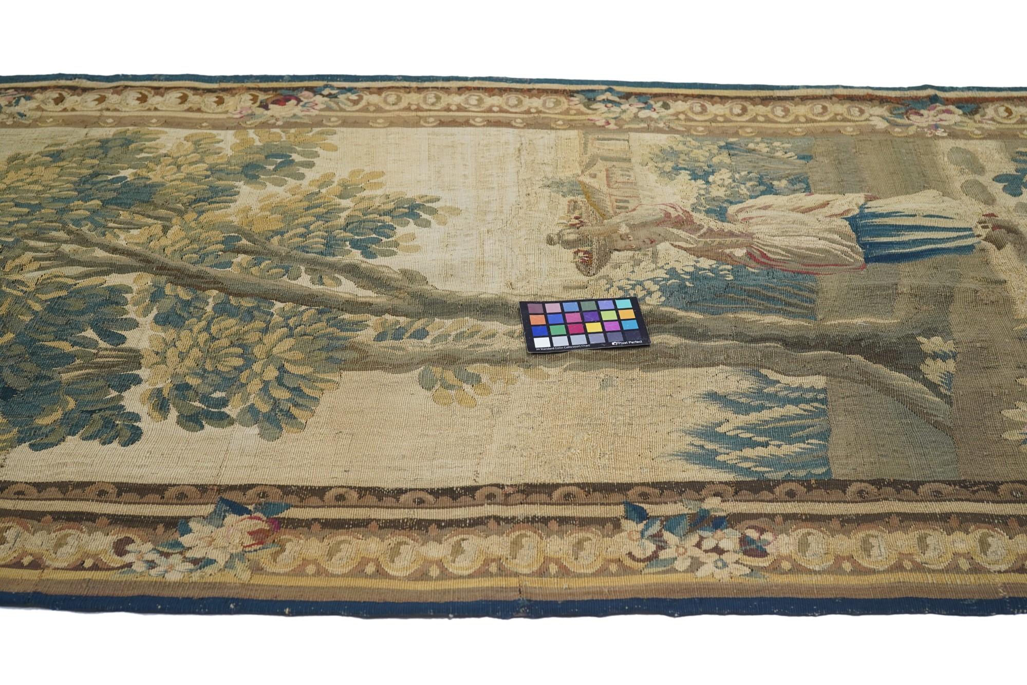 Antique French Panel Tapestry Rug 3'8'' x 8'10'' For Sale 4