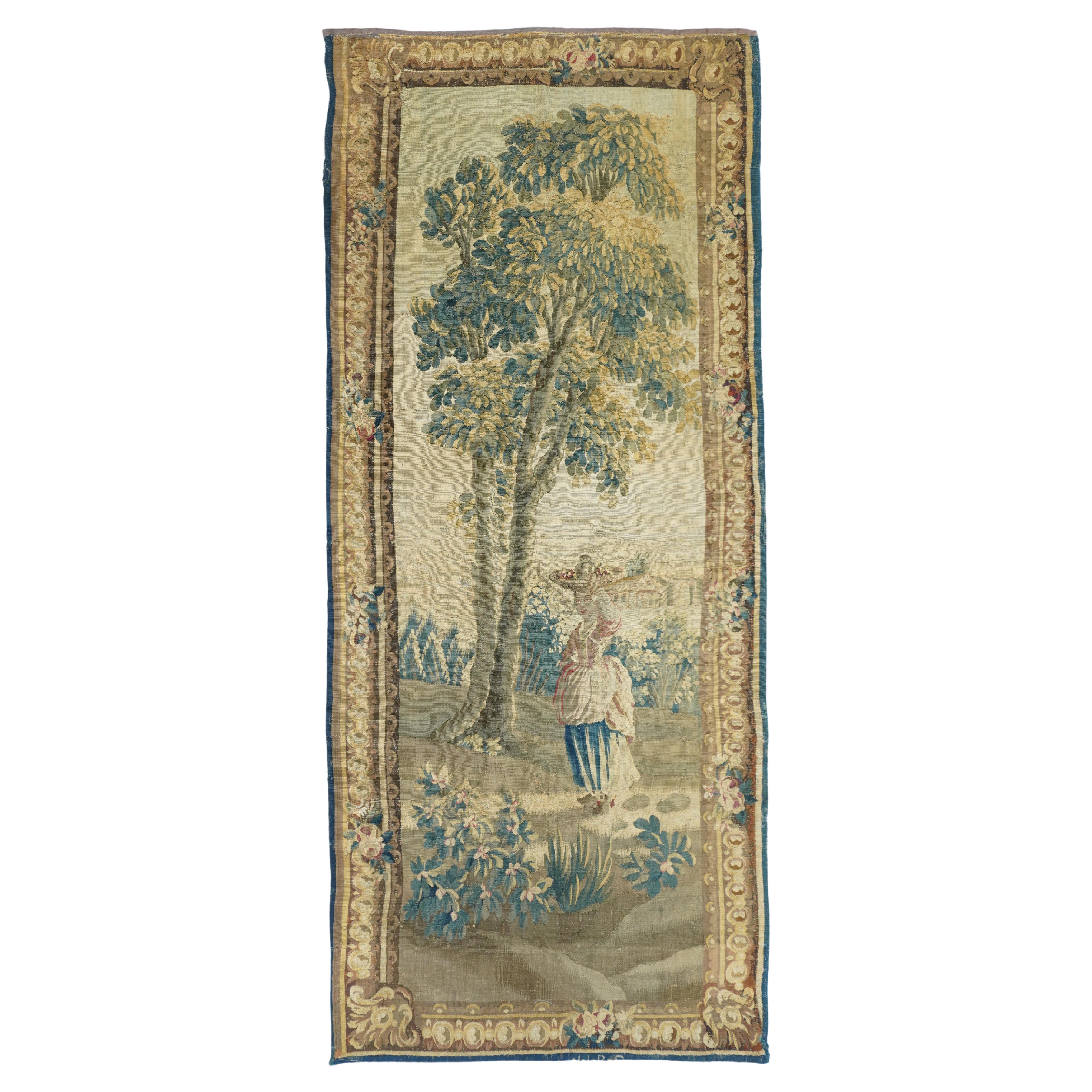 Antique French Panel Tapestry Rug 3'8'' x 8'10'' For Sale