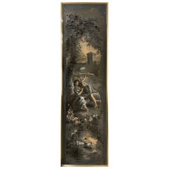 Antique French Panel with Rococo Style Painting