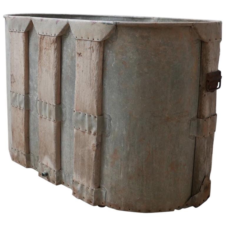 Antique French Paneled Bath Tub or Planter For Sale