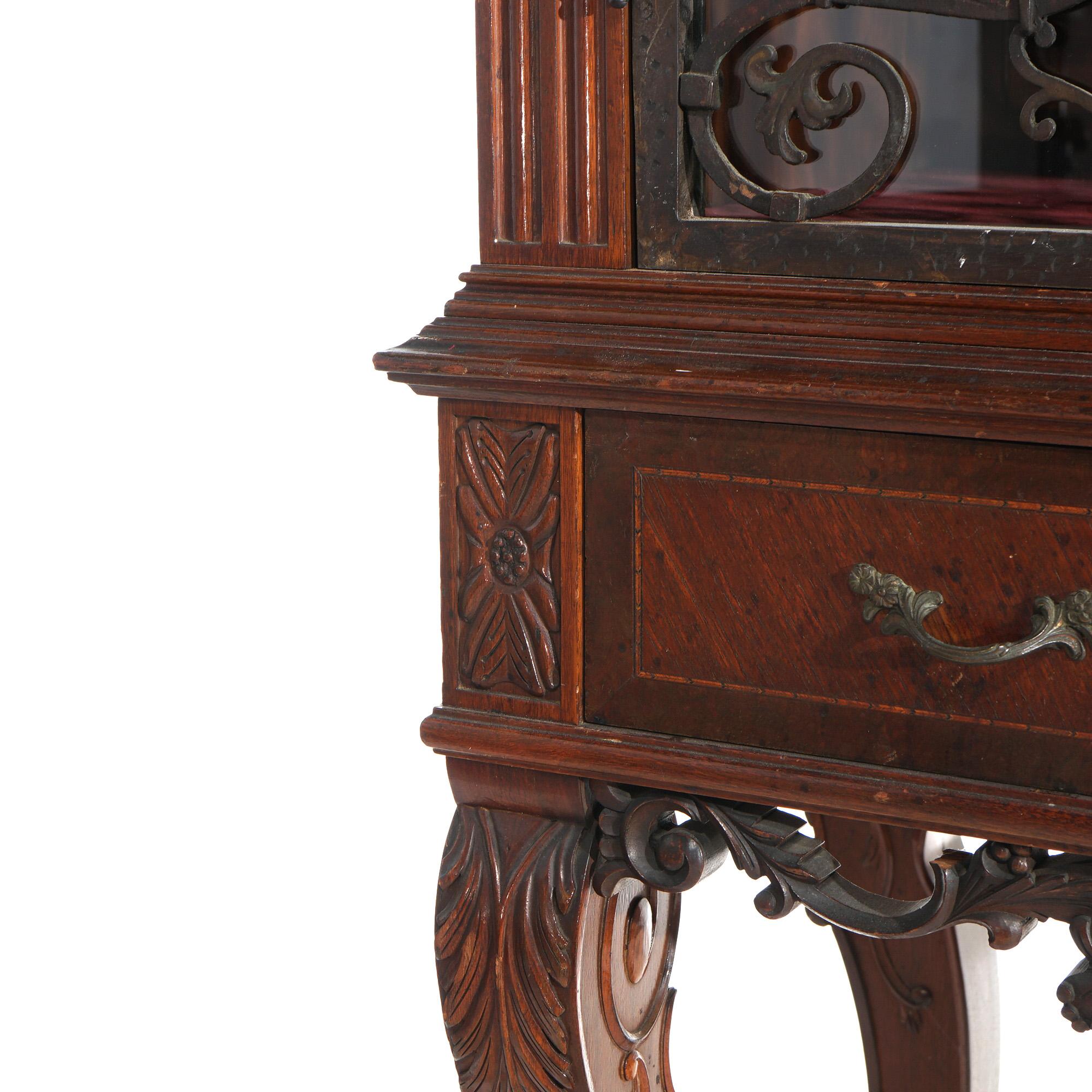 Antique French Panier de Fleurs Berkey & Gay School Credenza in mogano intagliato in vendita 5