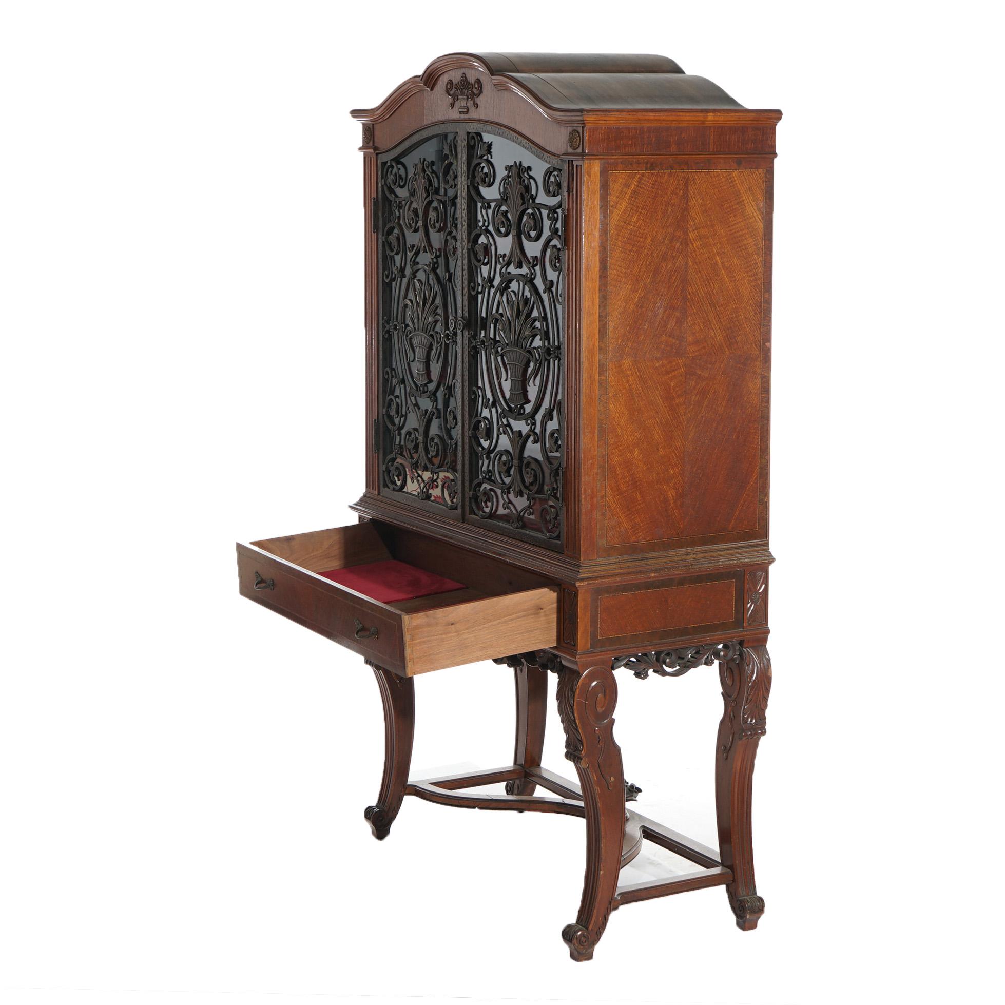 Antique French Panier de Fleurs Berkey & Gay School Credenza in mogano intagliato in vendita 10