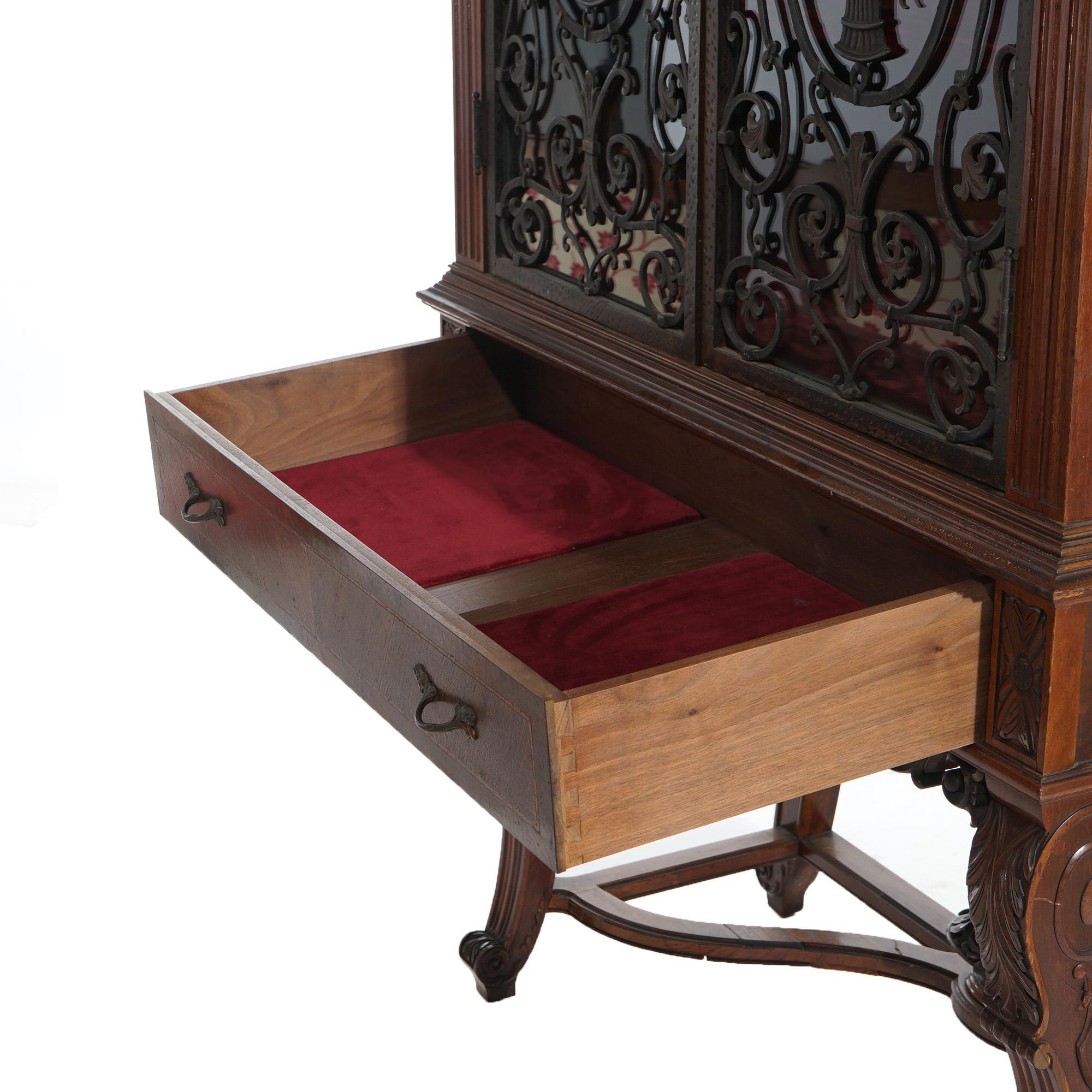 Antique French Panier de Fleurs Berkey & Gay School Credenza in mogano intagliato in vendita 11