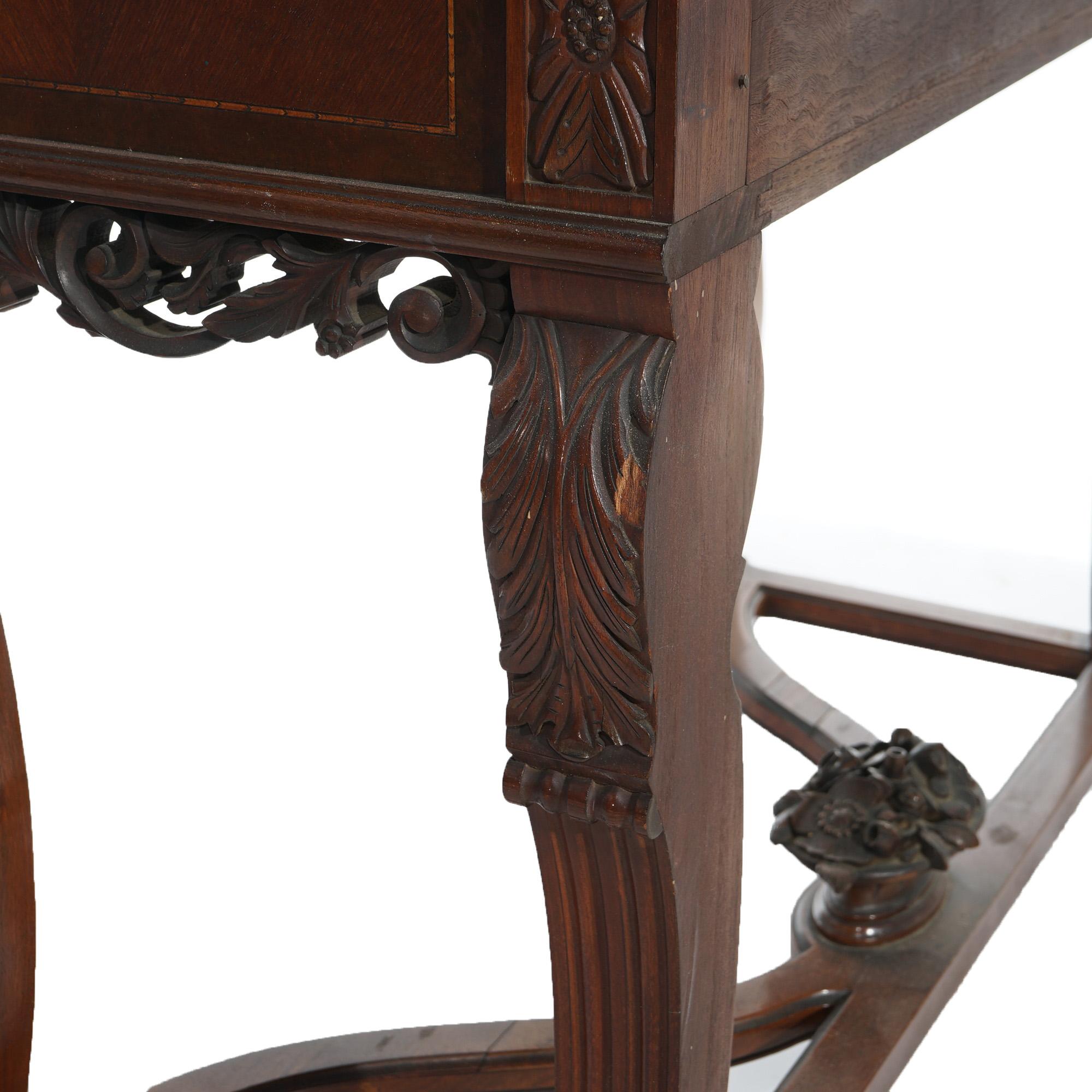 Antique French Panier de Fleurs Berkey & Gay School Credenza in mogano intagliato in vendita 13