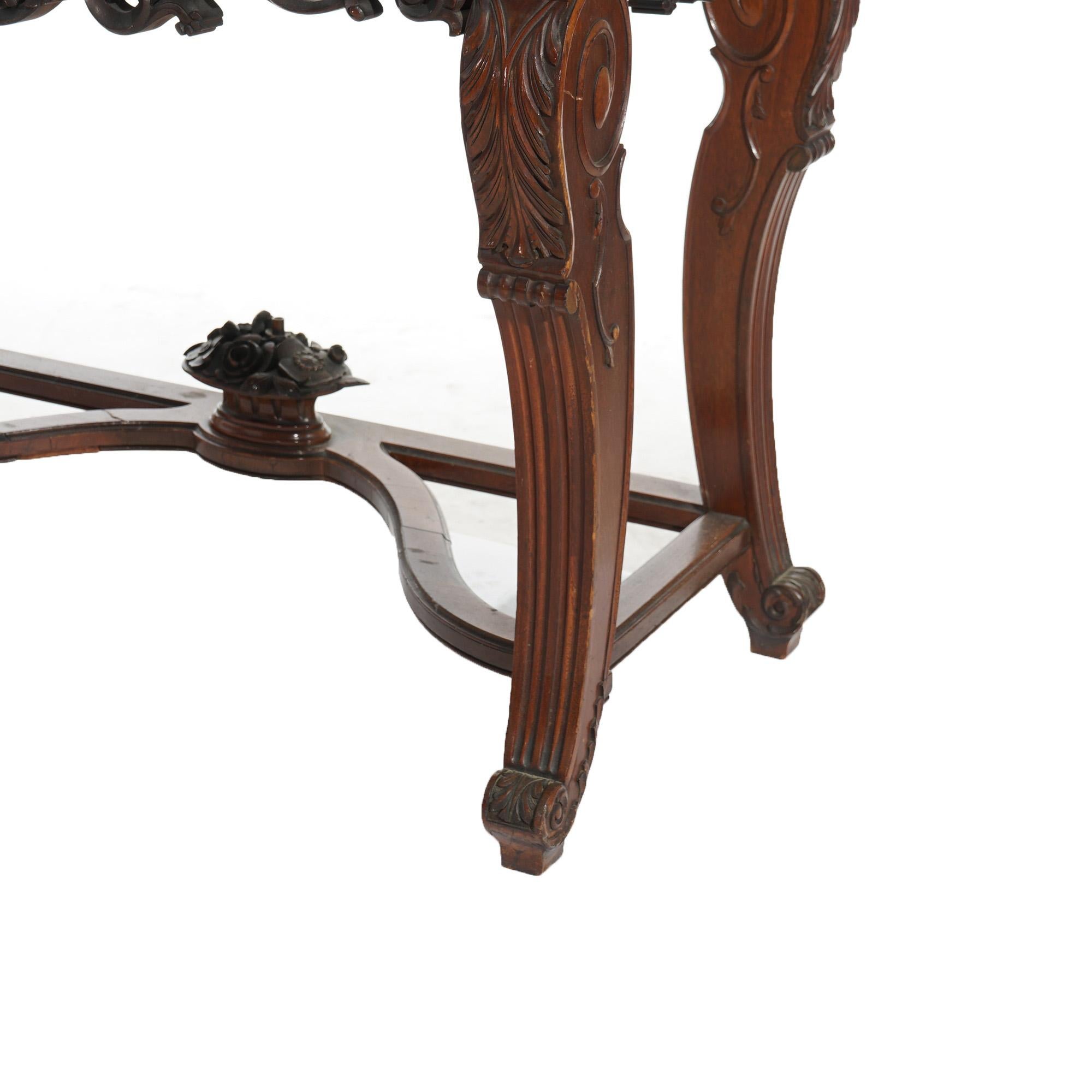 Vetro Antique French Panier de Fleurs Berkey & Gay School Credenza in mogano intagliato in vendita