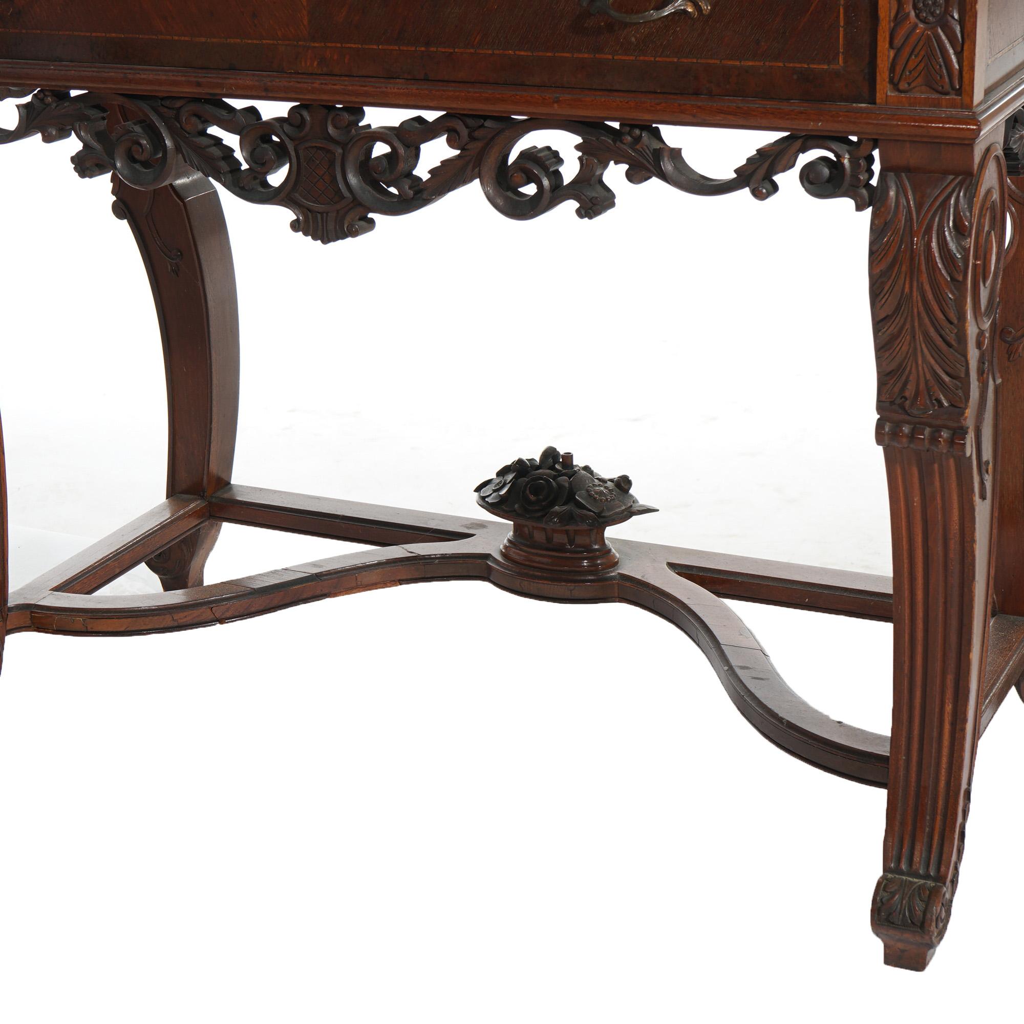 Antique French Panier de Fleurs Berkey & Gay School Credenza in mogano intagliato in vendita 1