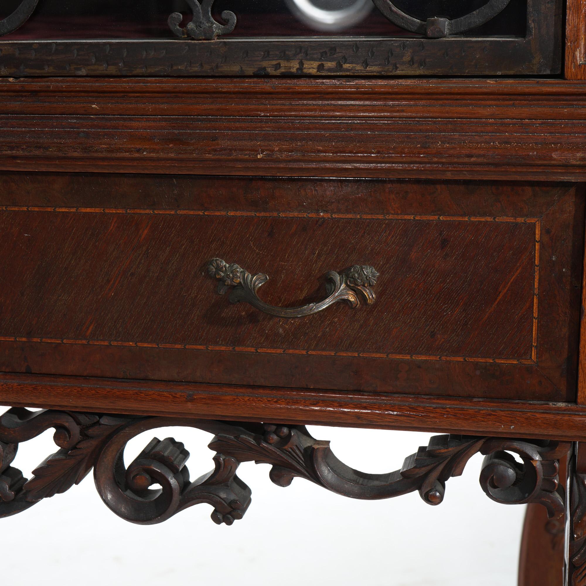 Antique French Panier de Fleurs Berkey & Gay School Credenza in mogano intagliato in vendita 2