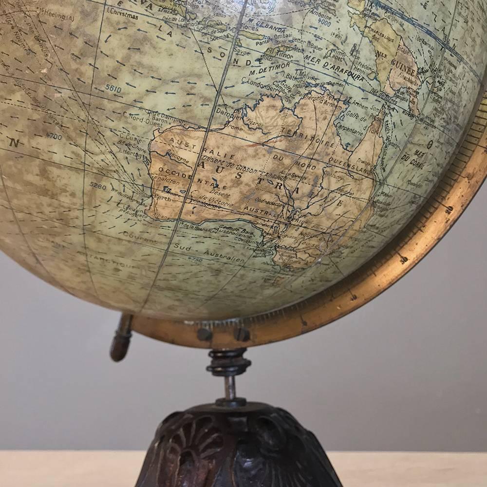 Antique French World Globe on Painted Cast Iron Stand 3