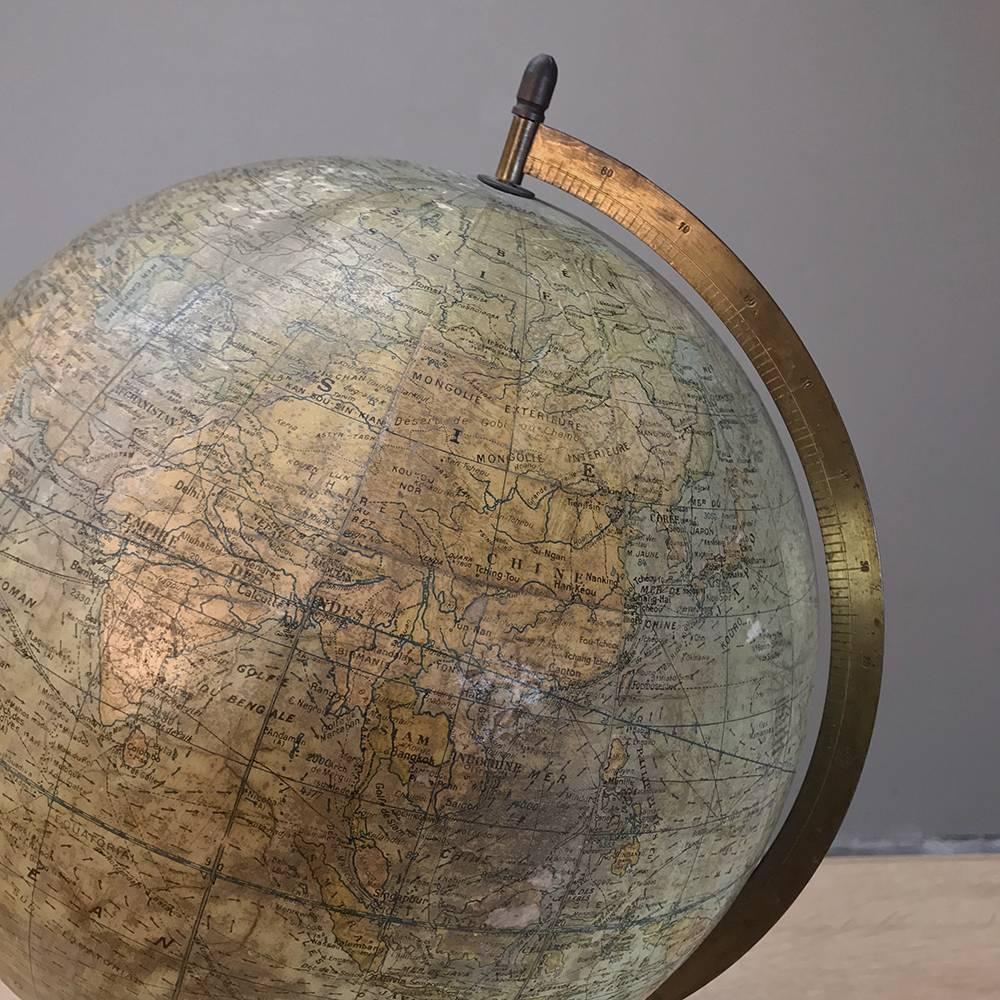 Antique French World Globe on Painted Cast Iron Stand 2