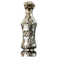 Antique French Parcel-Gilt Silver Scent Bottle/Flaskask avec décorations ornées - 1