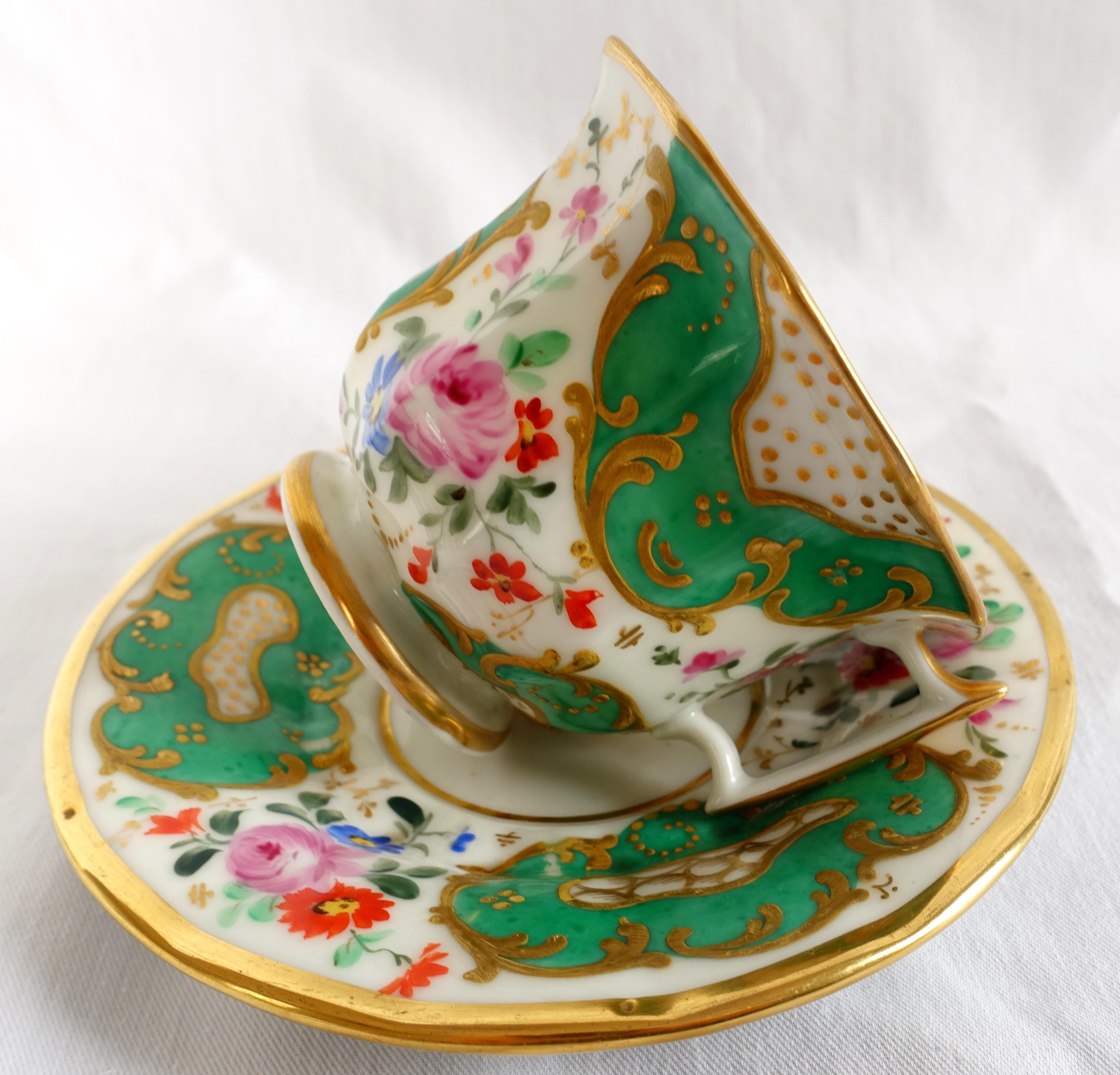 Antique French Paris porcelain coffee set for 6 - cups & saucers - 19th century 3