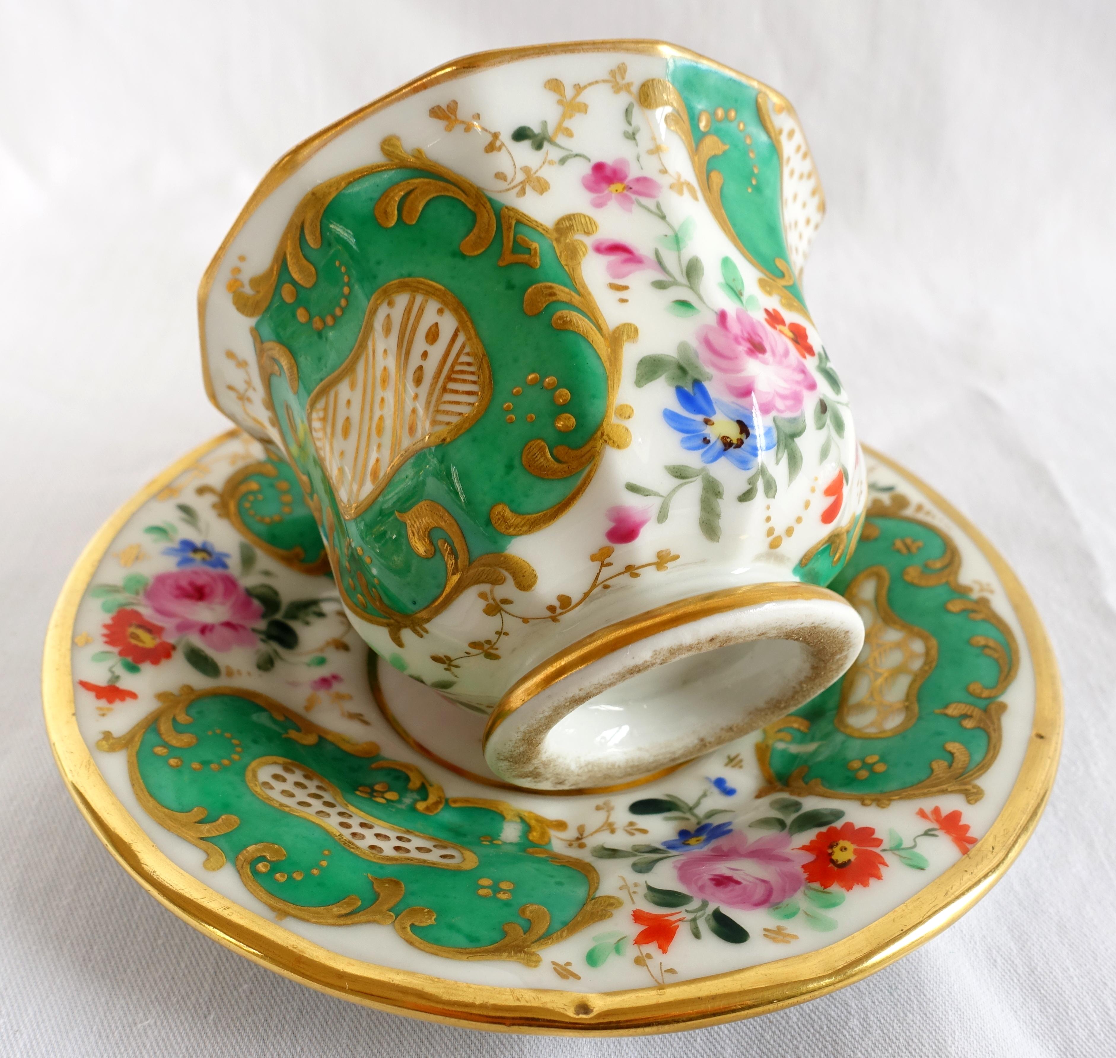 Antique French Paris porcelain coffee set for 6 - cups & saucers - 19th century 2