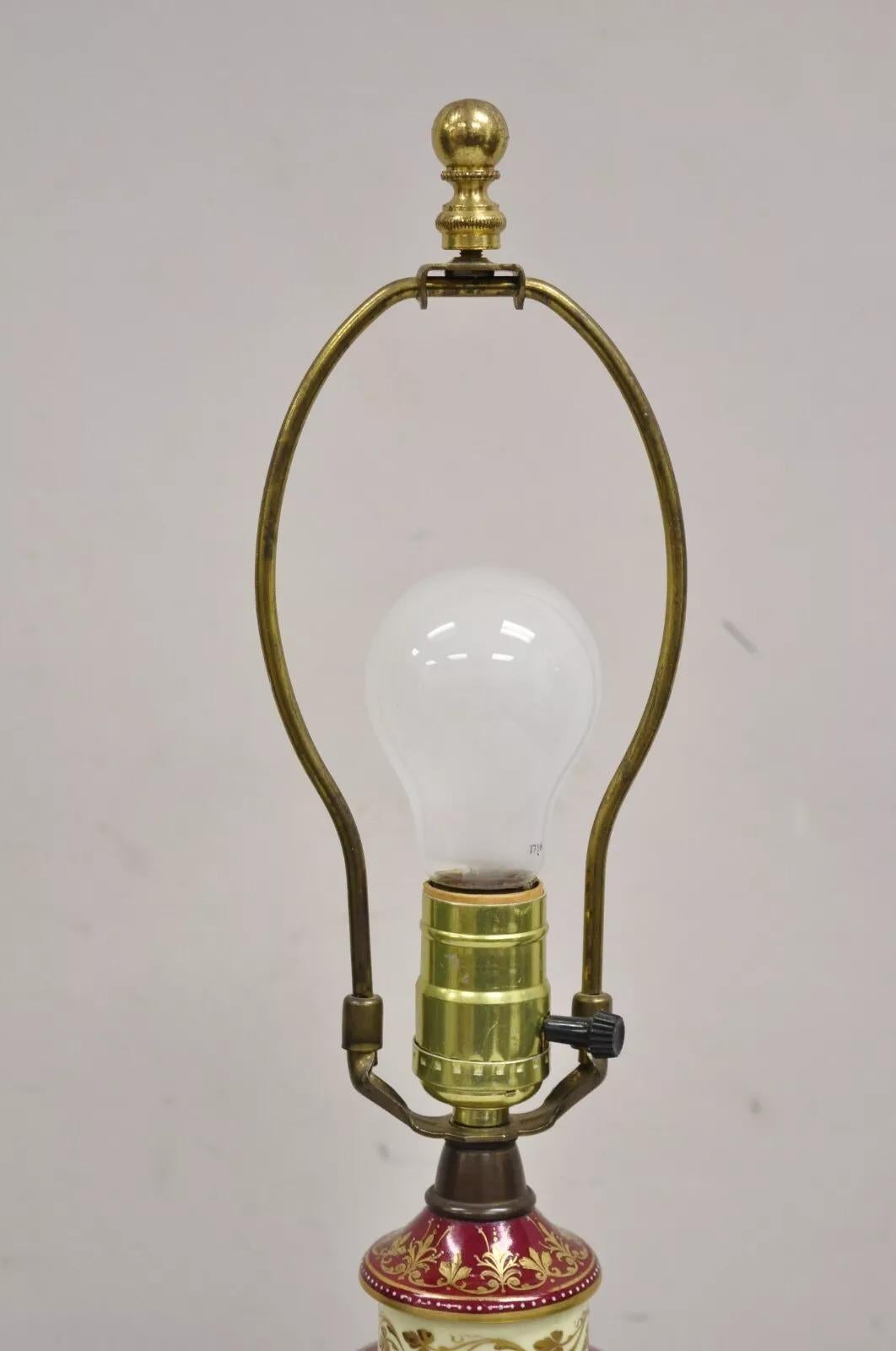 Antique French Paris Porcelain Figural Red Hand Painted Small Table Lamp For Sale 4