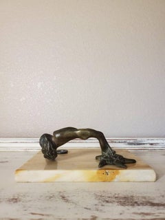 Antique French Parisian Art Nouveau Marble Double Inkwell