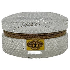 Antique French Parisian Cut Crystal & Ormolu Mounted Jewel Box, circa 1890s