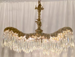 Antiker französischer Pariser Entwurf Goldbronze & Kristallpalmenlüster:: um 1910