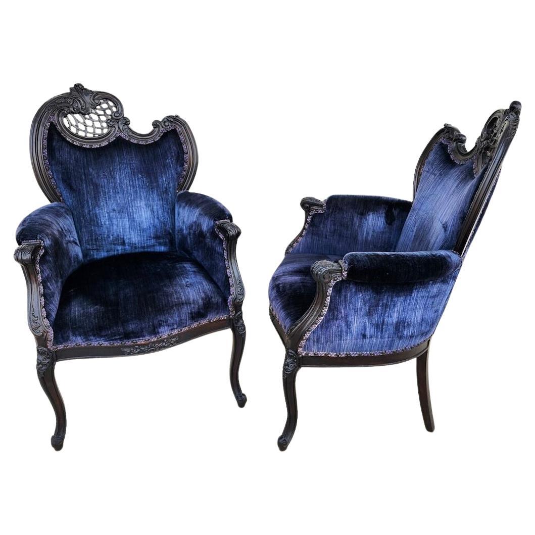 Paire de chaises de salon françaises anciennes en vente