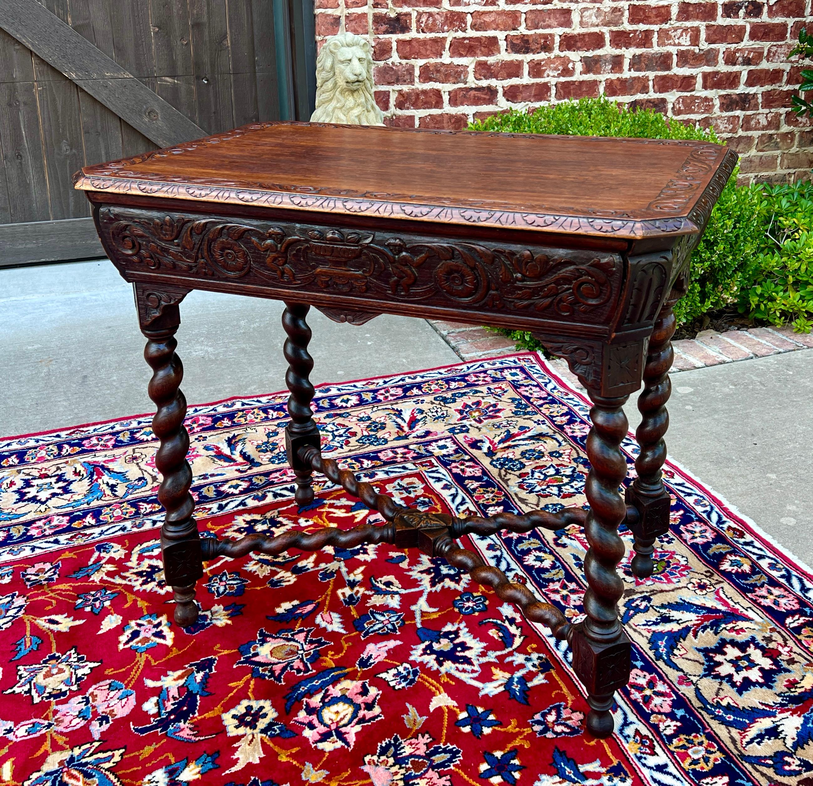 Fin du XIXe siècle Table de salon française ancienne BARLEY TWIST Renaissance Revival CHERUBS chêne 19ème siècle en vente