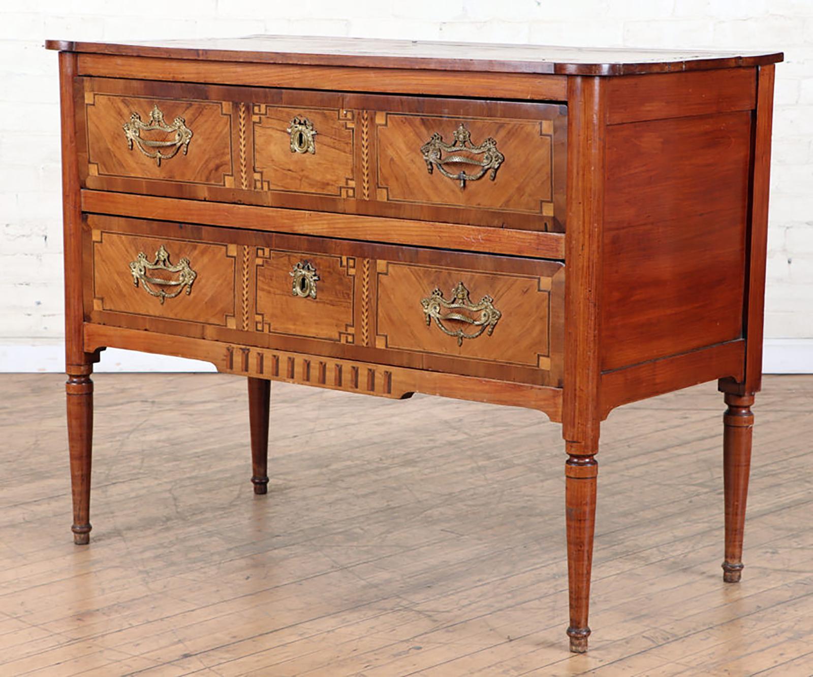 Neoclassical Antique French Parquetry Commode in the Neoclassic Manner