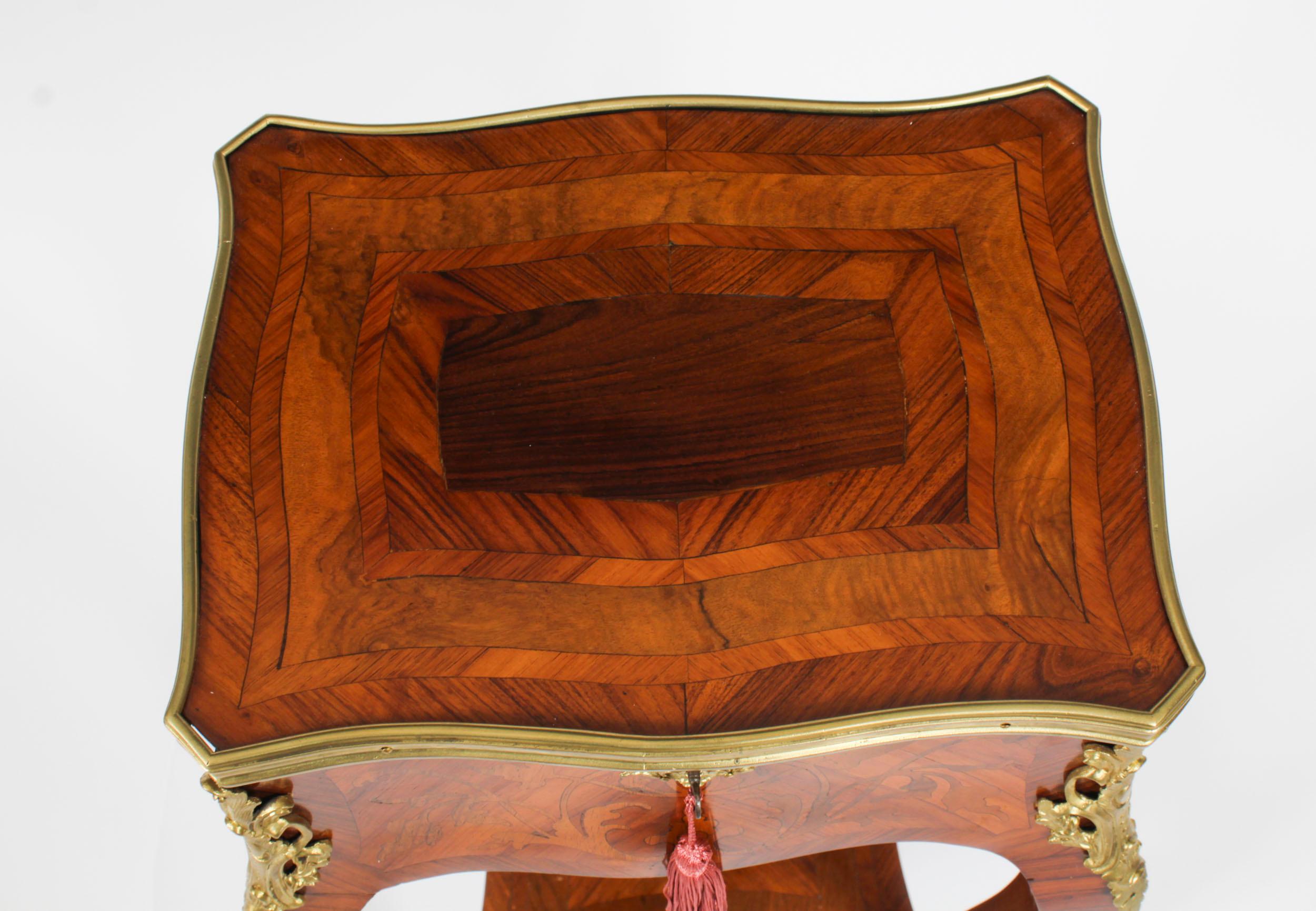 Mid-19th Century Antique French Parquetry & Marquetry Occasional Table Casket 19th Century