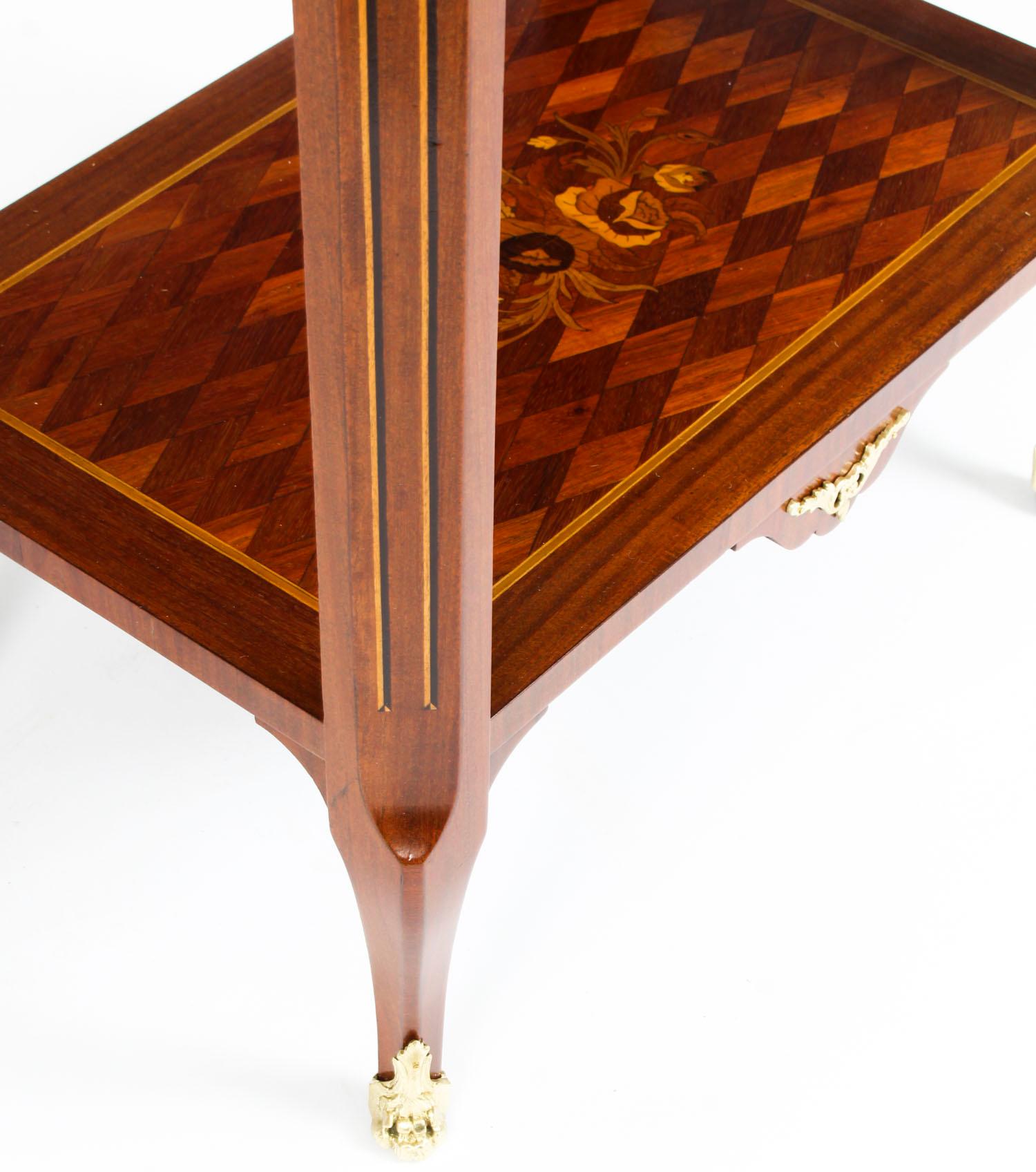 French Parquetry and Marquetry Table En Chiffonière Work Table, 19th Century For Sale 6
