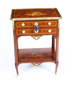 French Parquetry and Marquetry Table En Chiffonière Work Table, 19th Century