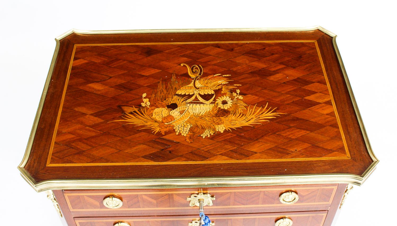 French Parquetry and Marquetry Table En Chiffonière Work Table, 19th Century For Sale 15