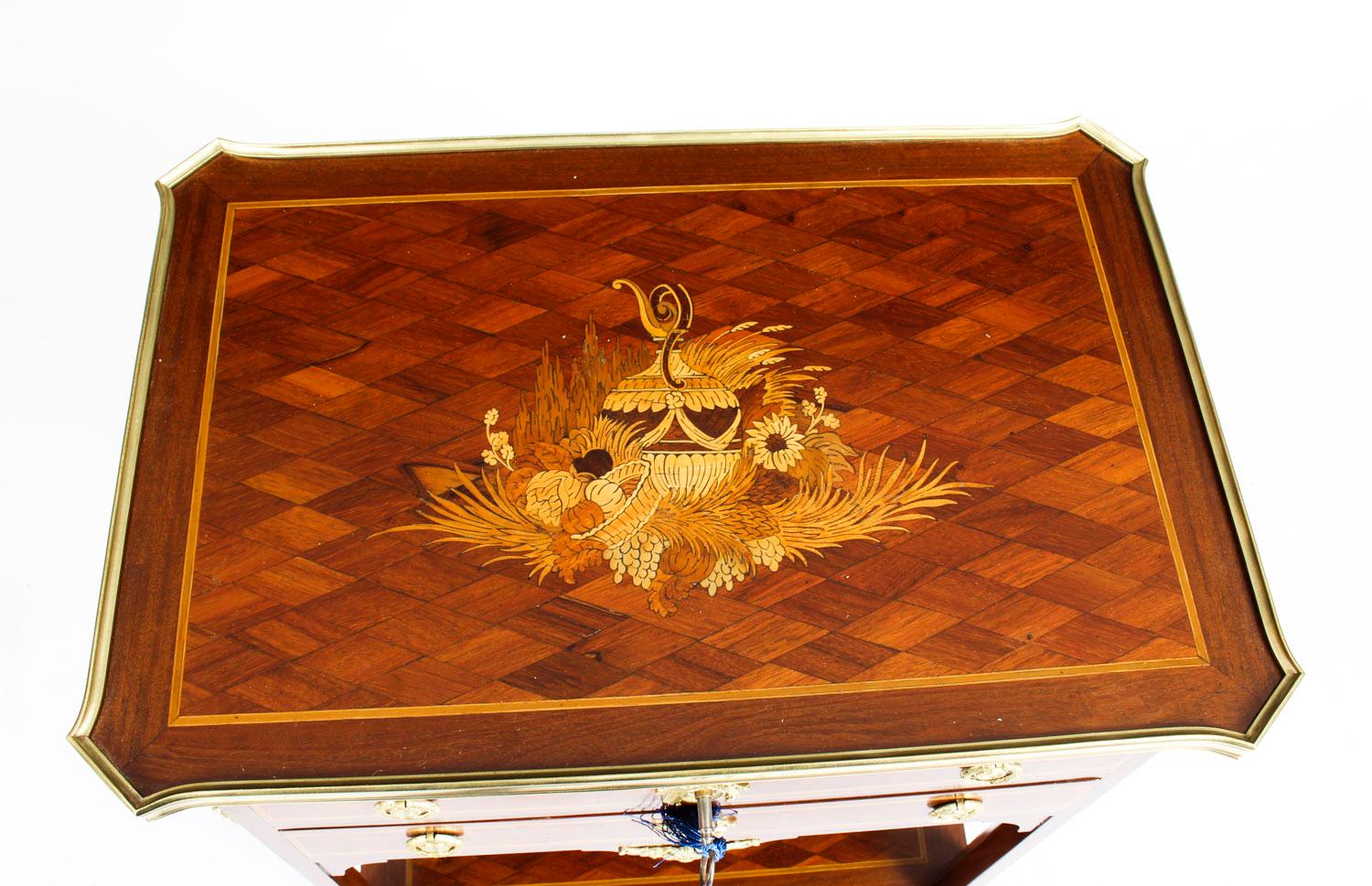 French Parquetry and Marquetry Table En Chiffonière Work Table, 19th Century In Good Condition For Sale In London, GB