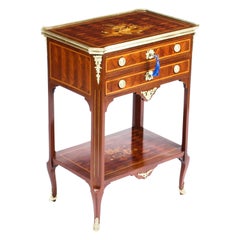 Used French Parquetry and Marquetry Table En Chiffonière Work Table, 19th Century