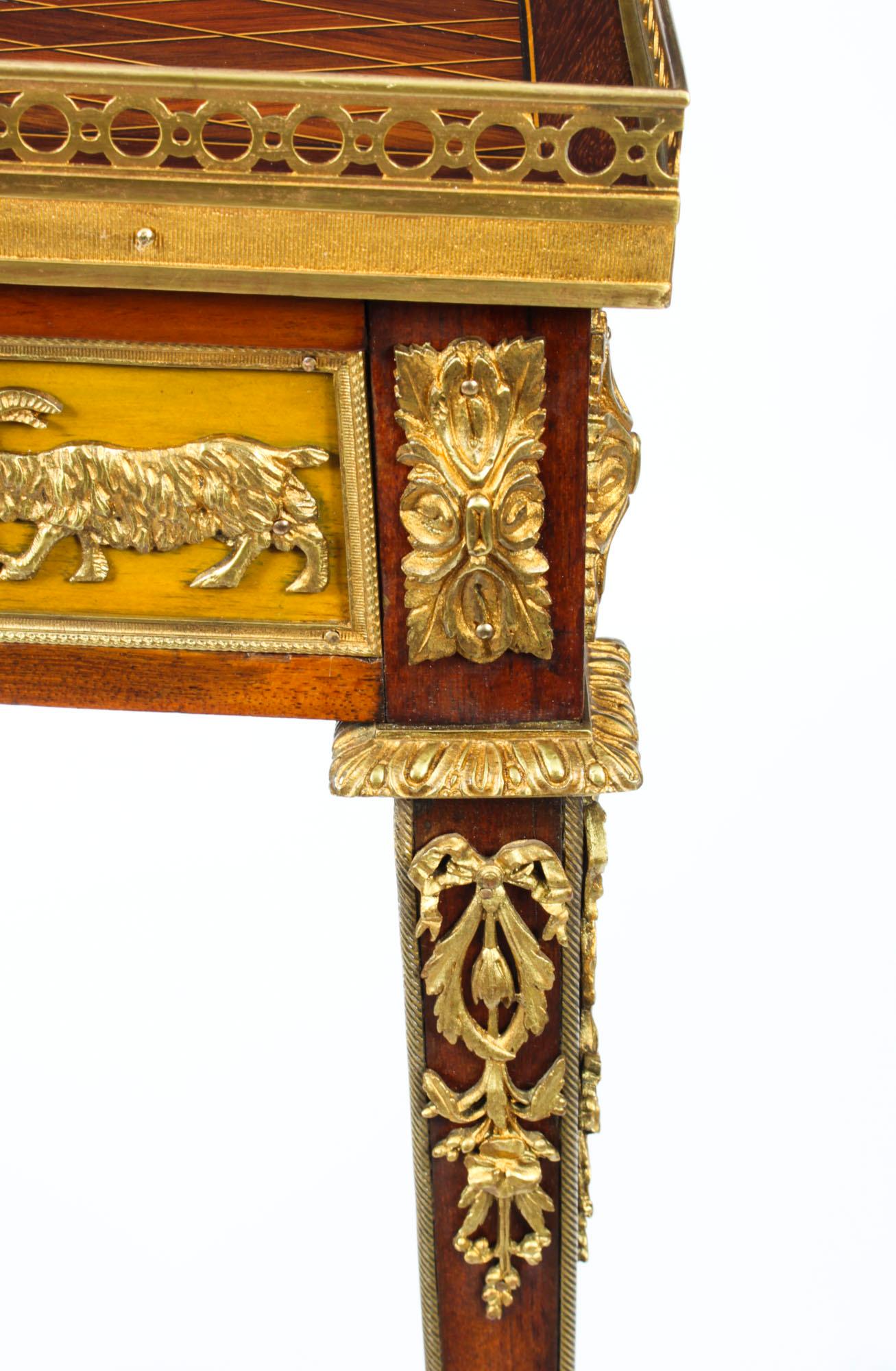 Antique French Parquetry Ormolu Mounted Stand Att François Linke, 19th Century For Sale 8