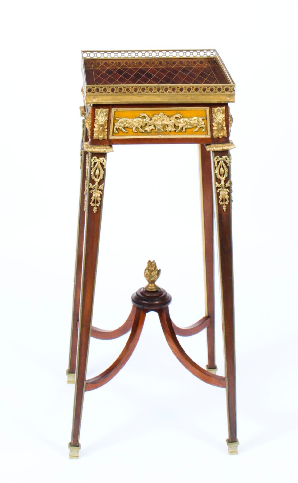 Antique French Parquetry Ormolu Mounted Stand Att François Linke, 19th Century For Sale 15