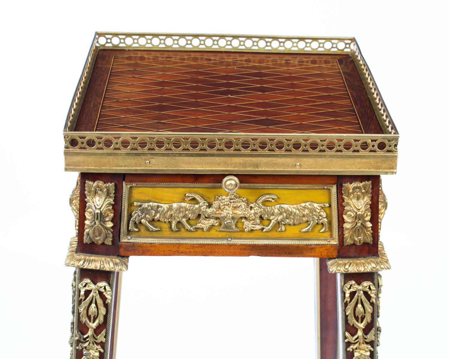Antique French Parquetry Ormolu Mounted Stand Att François Linke, 19th Century For Sale 1