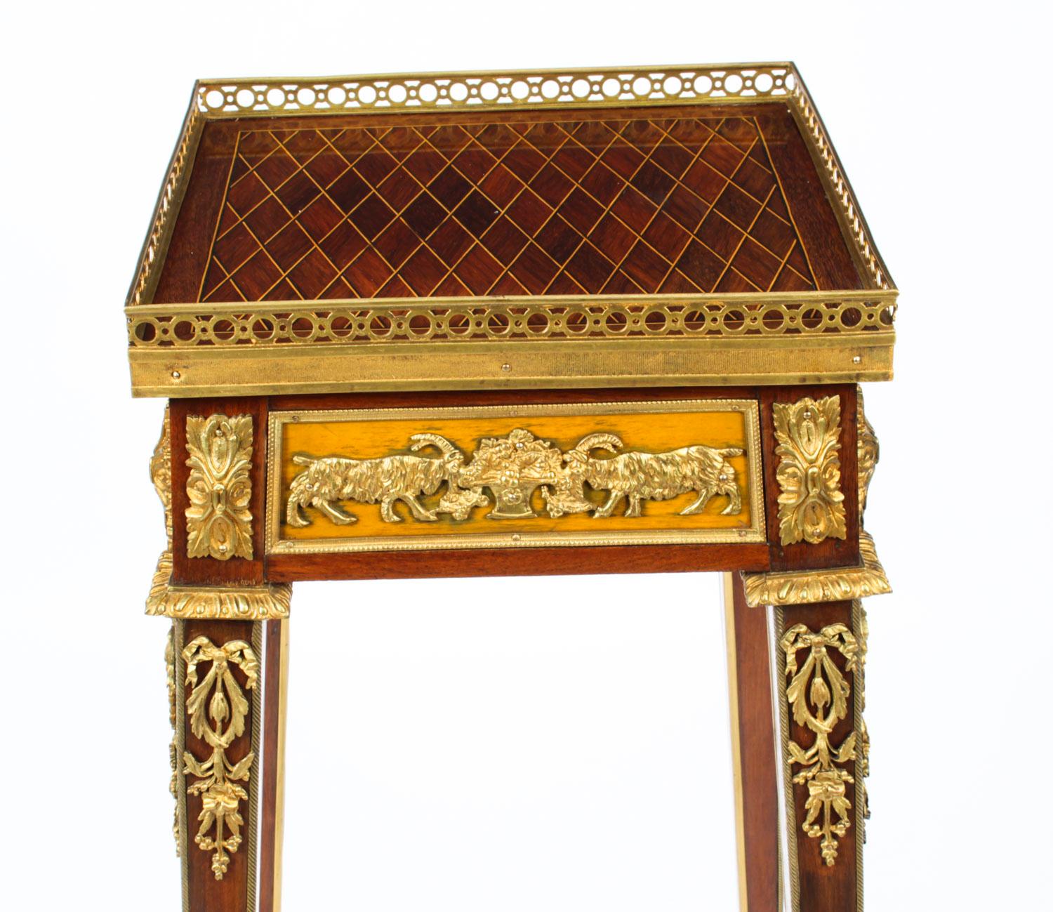 Antique French Parquetry Ormolu Mounted Stand Att François Linke, 19th Century For Sale 2