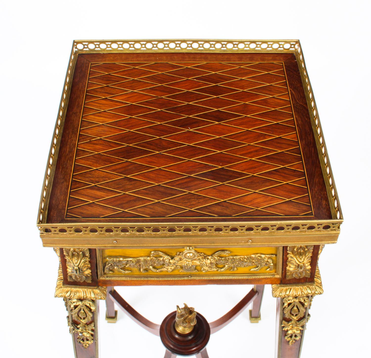 Antique French Parquetry Ormolu Mounted Stand Att François Linke, 19th Century For Sale 3
