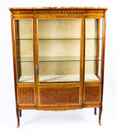 Antique French Parquetry Ormolu Mounted Vitrine Cabinet 19th Century