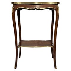 Antigua mesa francesa de parqués de palisandro circa 1880