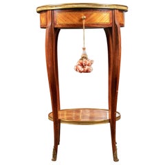Antique French Parquetry Round Tiered Stand